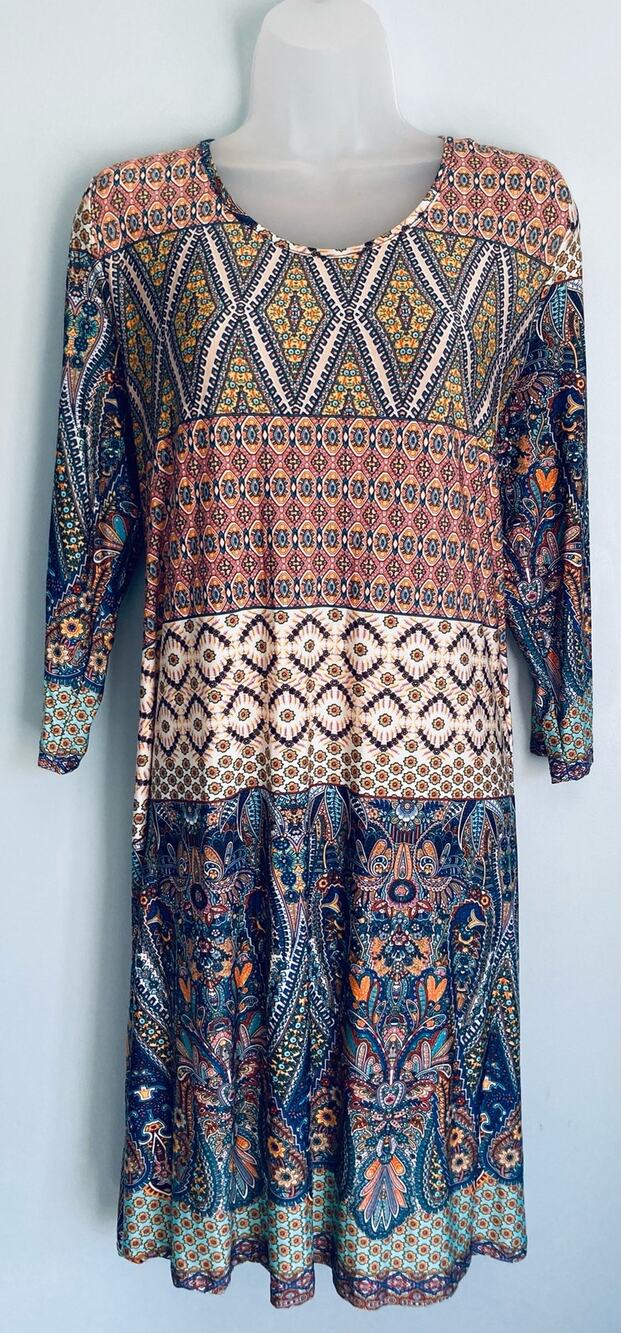 Ravish Beyond Dress Large Multi Color and Multi Print Boho